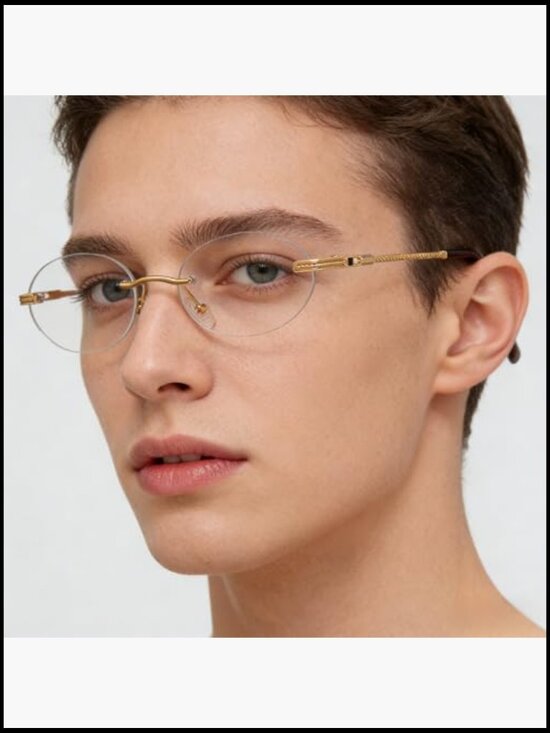 Metal Frame Retro Oval Sunglasses UV400 Protection Rimless main image 4